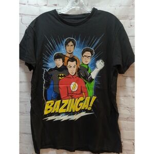 The Big Bang Theory Men's t-shirt in Super hero costumes M Medium READ FLAW